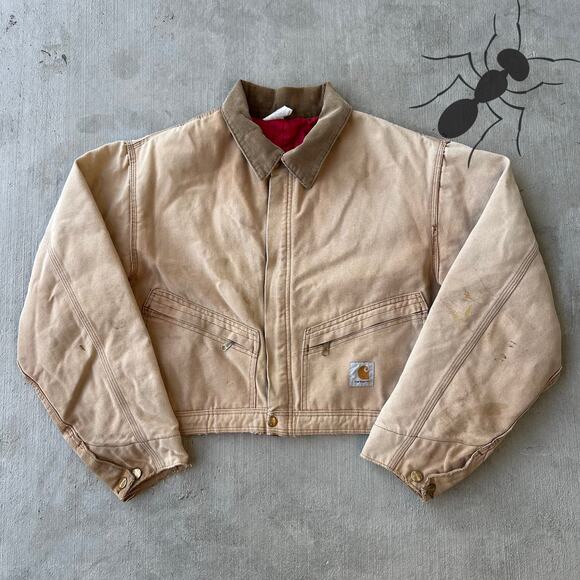 Vintage Y2K Carhartt brown cropped Detroit style work wear jacket - Picture 1 of 9